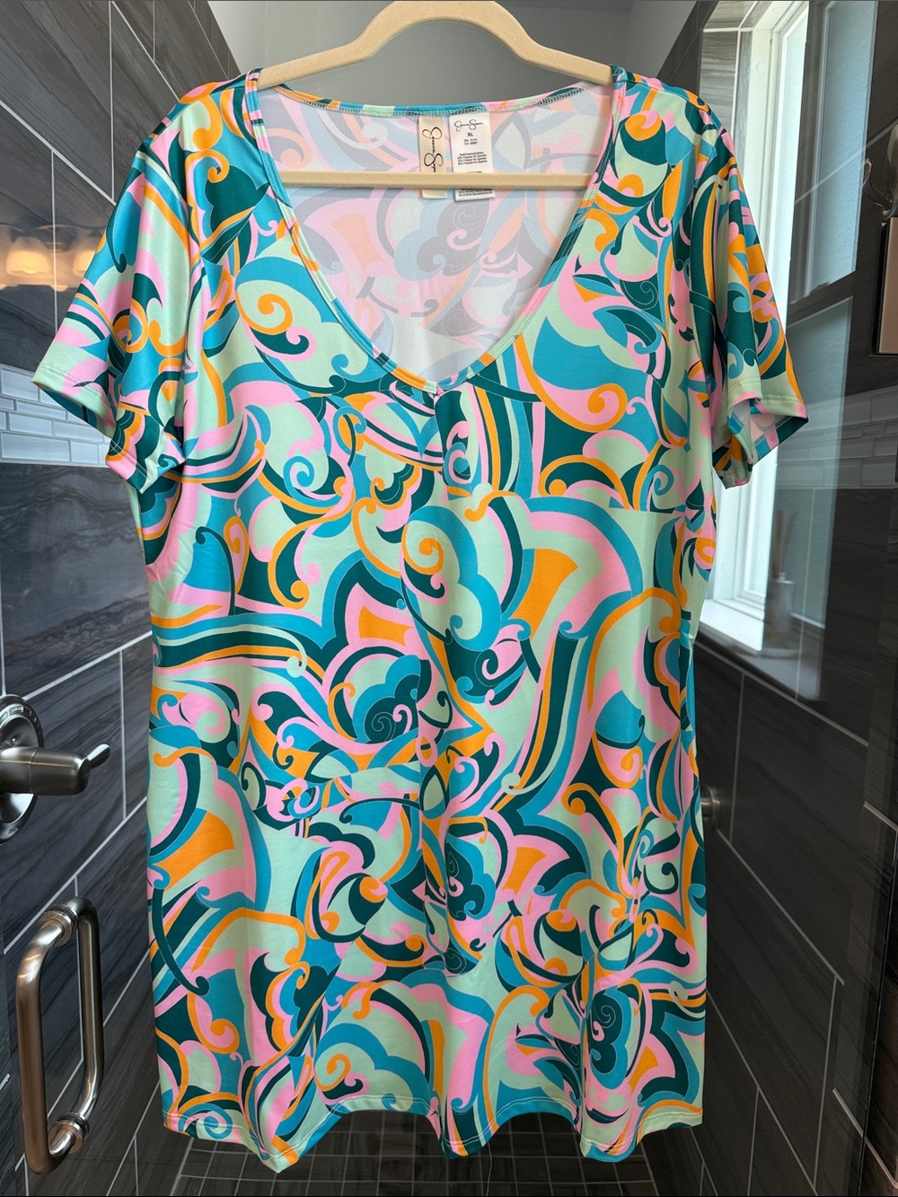 Jessica Simpson Colorful Swirl V-Neck Swimsuit Coverup